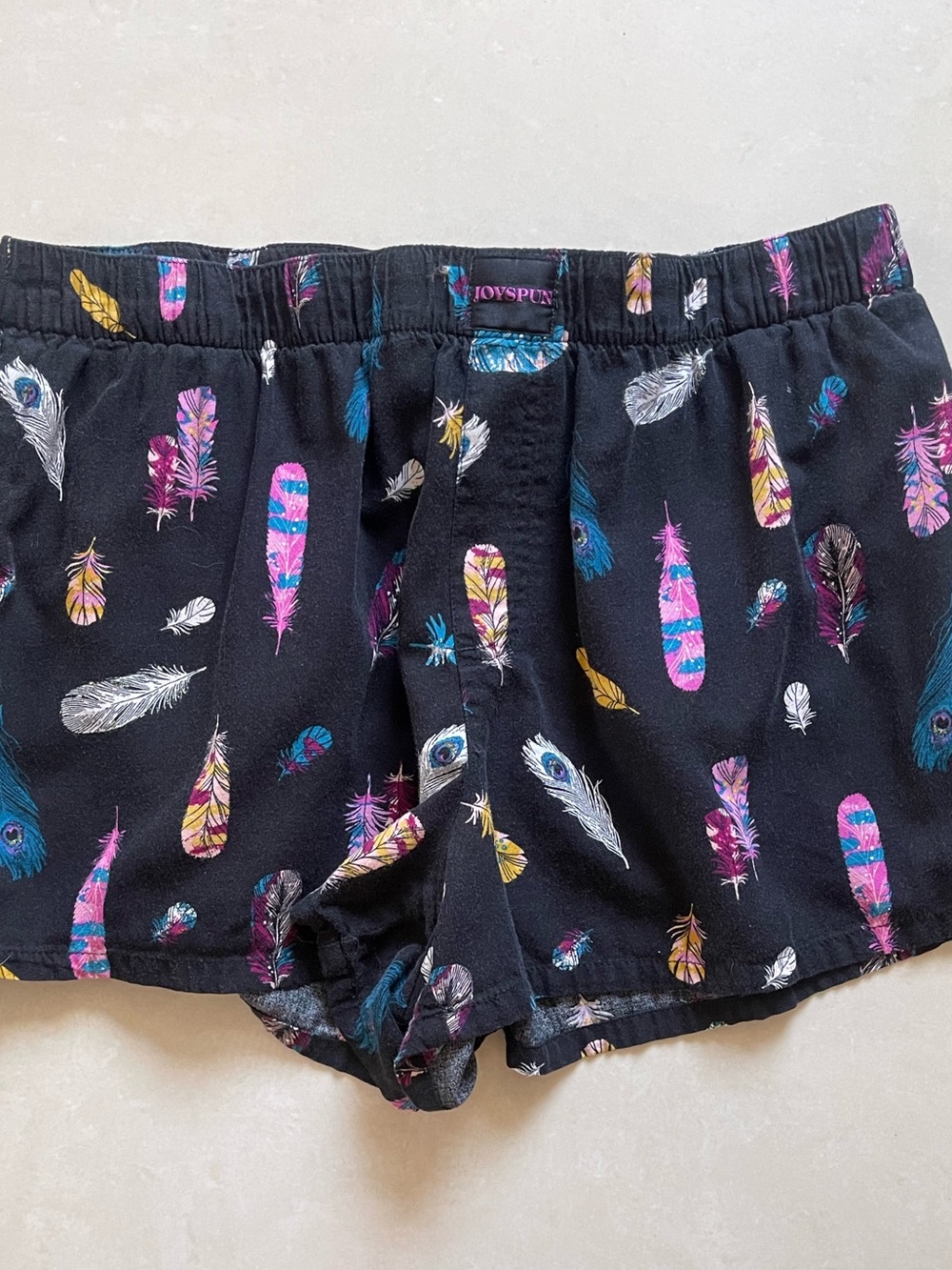 Joyspun Black Feather Print Sleep Shorts - Women's Pajama Bottoms